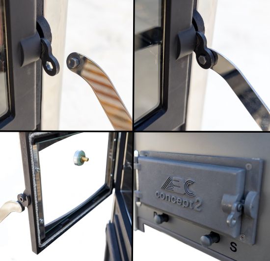 EEK A Kaminofen mit Backfach und Herdplatte mit Glaskeramik ABC Concept 2 Air Mini Mehrfachbelegung Holzofen 10 kW Kamin Ofen Holz Werkstattofen Schwedenofen Hüttenofen Heizofen Holzofen