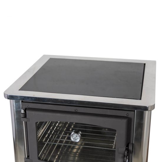 EEK A Kaminofen mit Backfach und Herdplatte mit Glaskeramik ABC Concept 2 Air Mini Mehrfachbelegung Holzofen 10 kW Kamin Ofen Holz Werkstattofen Schwedenofen Hüttenofen Heizofen Holzofen