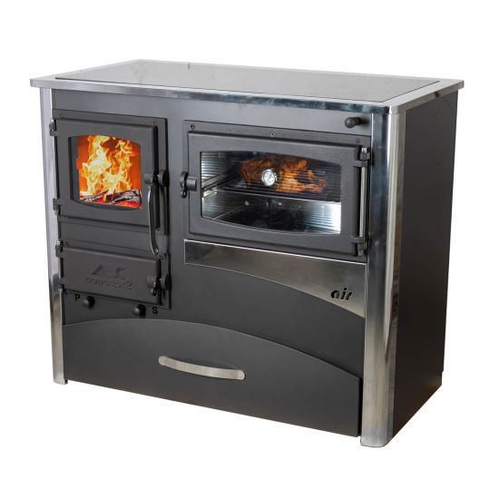 EEK A Kaminofen mit Backfach und Herdplatte mit Glaskeramik ABC Concept 2 Air Rechts Mehrfachbelegung Holzofen 11,6 kW Kamin Ofen Holz Werkstattofen Schwedenofen Hüttenofen Heizofen Holzofen