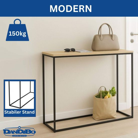 Preview: DanDiBo Konsolentisch Schmal Metall Modern 100x80x30 cm Sideboard Beistelltisch 96636 Ablagetisch Flurtisch Sofatisch