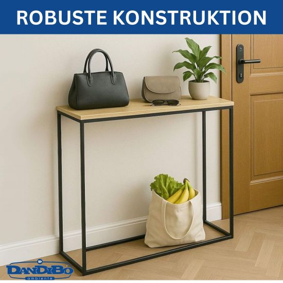 Preview: DanDiBo Konsolentisch Schmal Metall Modern 100x80x30 cm Sideboard Beistelltisch 96636 Ablagetisch Flurtisch Sofatisch