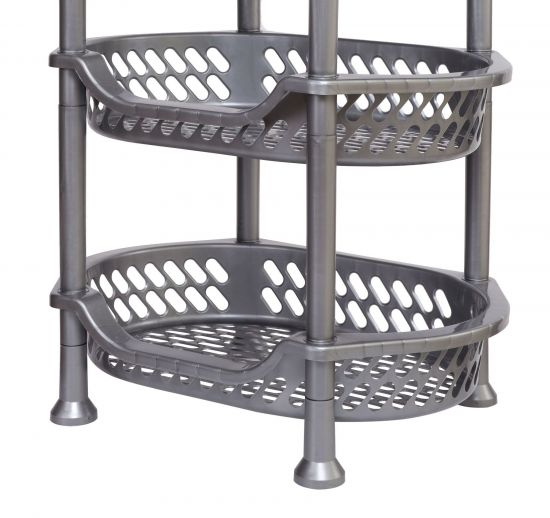 Preview: DanDiBo Küchenregal stapelbar Kunststoff Obstregal 93872 Küchenkorb Stapelkorb Gemüsekiste Gemüseregal Grau Stapelregal Stapelbox Küche