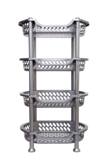 Preview: DanDiBo Küchenregal stapelbar Kunststoff Obstregal 93872 Küchenkorb Stapelkorb Gemüsekiste Gemüseregal Grau Stapelregal Stapelbox Küche