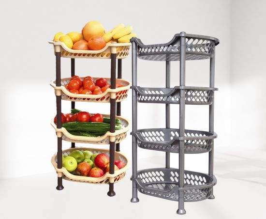 Preview: DanDiBo Küchenregal stapelbar Kunststoff Obstregal 93872 Küchenkorb Stapelkorb Gemüsekiste Gemüseregal Grau Stapelregal Stapelbox Küche