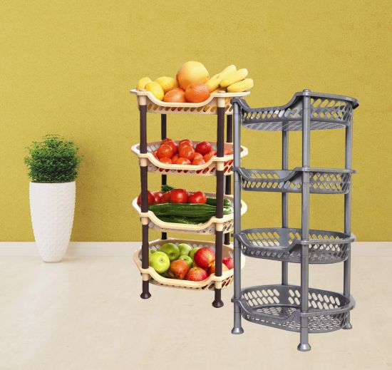 DanDiBo Küchenregal stapelbar Kunststoff Obstregal 93872 Küchenkorb Stapelkorb Gemüsekiste Gemüseregal Grau Stapelregal Stapelbox Küche