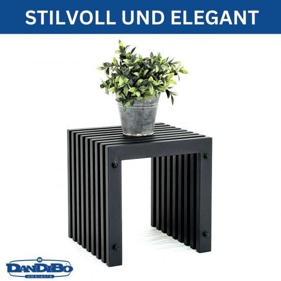 DanDiBo Slatted stool Stool Metal Black Square BASE Solid 32 cm Modern Side table Slats