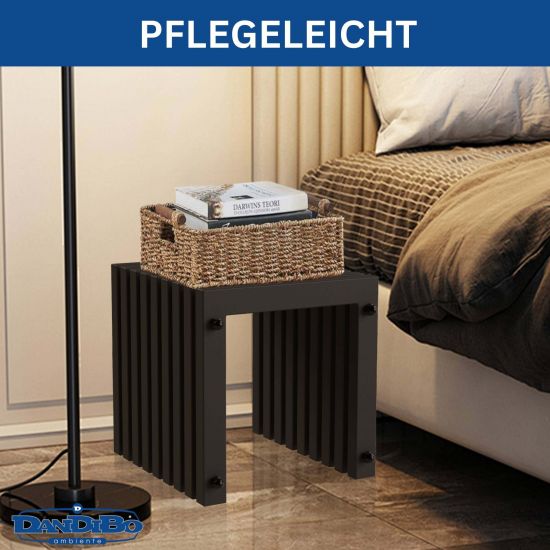 DanDiBo Slatted stool Stool Metal Black Square BASE Solid 32 cm Modern Side table Slats