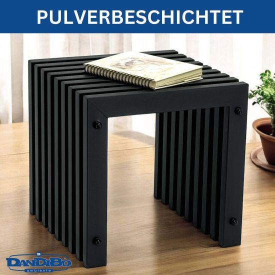 DanDiBo Slatted stool Stool Metal Black Square BASE Solid 32 cm Modern Side table Slats