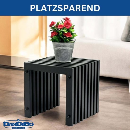 DanDiBo Slatted stool Stool Metal Black Square BASE Solid 32 cm Modern Side table Slats