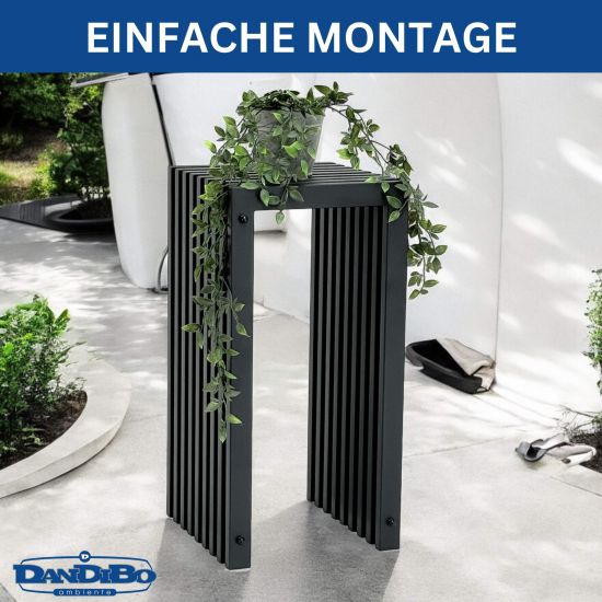 DanDiBo Slatted stool Stool Metal Black Square BASE Solid 65 cm Modern Side table Slats