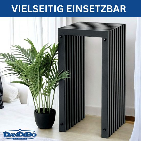 DanDiBo Slatted stool Stool Metal Black Square BASE Solid 65 cm Modern Side table Slats