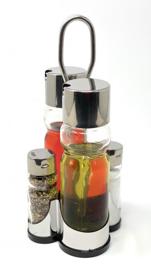 Vinegar and oil dispenser glass salt pepper set stainless steel 210 silver glass oil dispenser