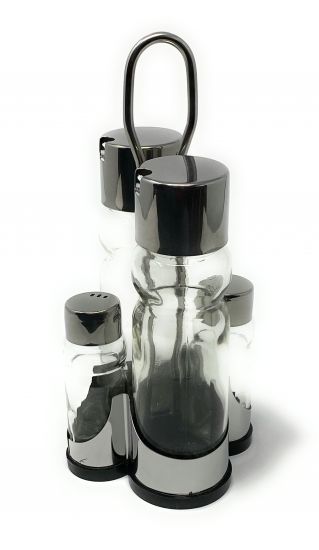 Preview: Vinegar and oil dispenser glass salt pepper set stainless steel 210 silver glass oil dispenser