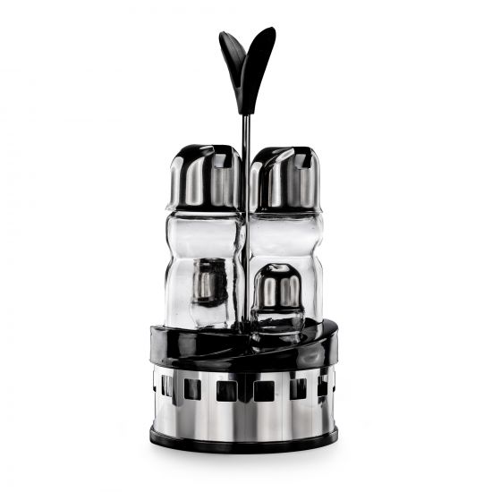 Preview: Vinegar and oil dispenser glass salt pepper set stainless steel 209 silver glass oil dispenser