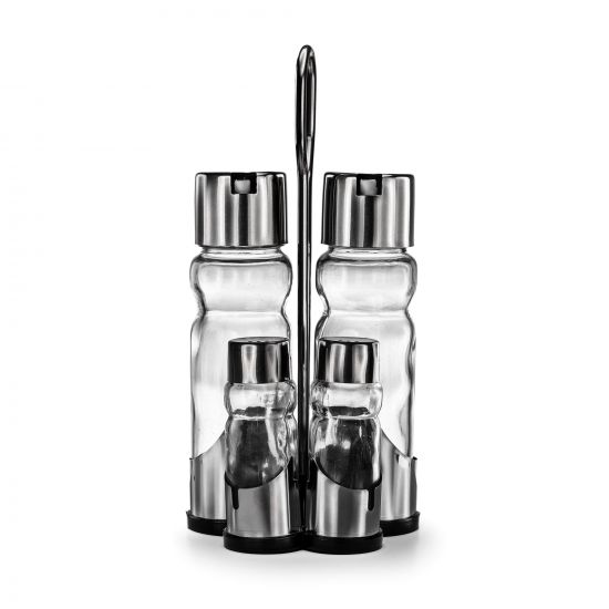 Preview: Vinegar and oil dispenser glass salt pepper toothpick set stainless steel 250 silver glass oil dispenser