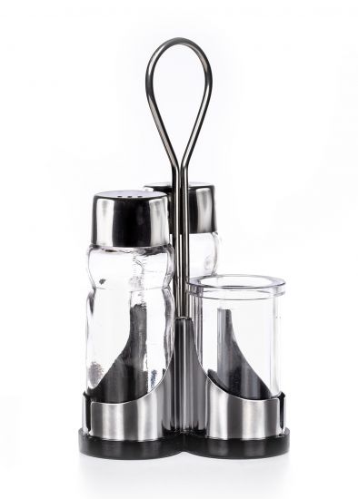 Preview: Cruet salt and pepper shaker set toothpick 230 salt shaker pepper shaker small stainless steel glass