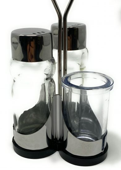 Menage Salz und Pfeffer Streuer Set Zahnstocher 230 Salzstreuer Pfeffestreuer Klein Edelstahl Glas