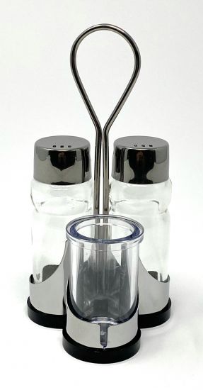 Menage Salz und Pfeffer Streuer Set Zahnstocher 230 Salzstreuer Pfeffestreuer Klein Edelstahl Glas