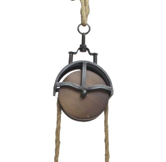 Preview: Metalleimer mit Umlenkrolle Deko Set Silber Grau MB27 Seil Dekoration Pflanztopf Pflanzen Blumentopf Kübel Seilwinde Wassereimer