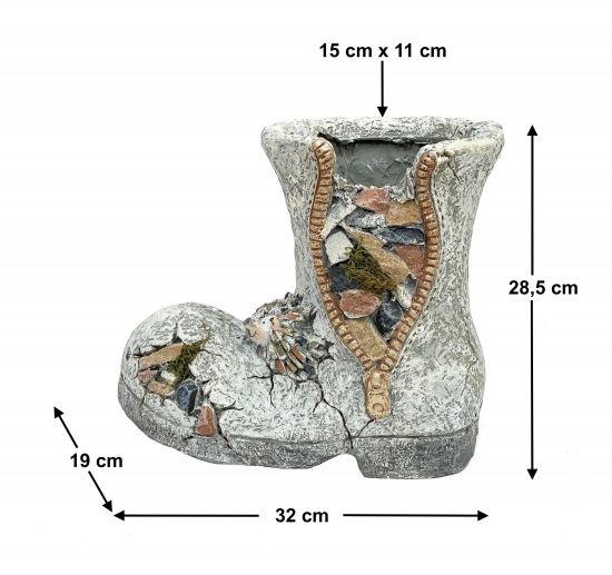 Preview: DanDiBo Pflanztopf Stiefel aus Magnesia Blumentopf 32 cm wetterfest frostfest 715432 Pflanzgefäß Übertopf Kunststein Garten Gartendeko Dekofigur Gartendekofigur