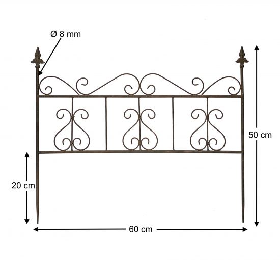 Preview: DanDiBo Rankhilfe Metall Blumengitter 60 cm Freistehend Rankgitter 96016 Steckzaun Kletterhilfe Stab Rost Imitat