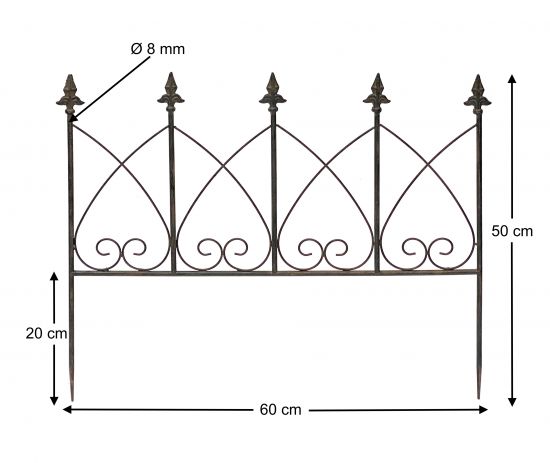 Preview: DanDiBo Rankhilfe Metall Blumengitter 60 cm Freistehend Rankgitter 96015 Steckzaun Kletterhilfe Stab Rost Imitat