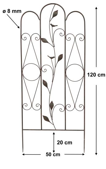 Preview: DanDiBo Rankhilfe Metall Rankgitter 120 cm 93993 Kletterhilfe Bodenstecker Blumenhalter Ranksäule
