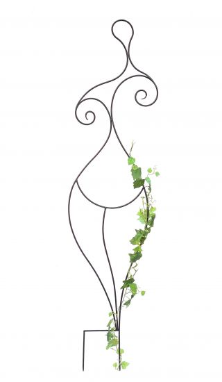 DanDiBo Design Rankhilfe Metall Rankgitter 140 cm Schwarz Frau Lora Kletterhilfe Bodenstecker Blumenhalter Ranksäule