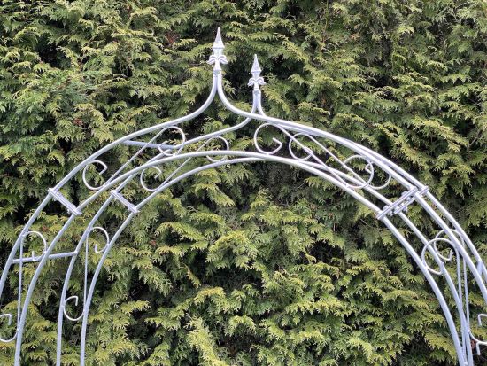 Preview: DanDiBo Rosenbogen Metall Verzinkt Breite 140 cm mit Spitze Rundbogen Feuerverzinkt Wetterfest Massiv Volleisen Rankhilfe