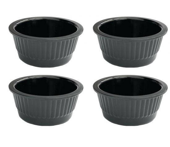 4x Sauce Bowls Set Snack Bowls Black Dip Bowl Round Melamine Bowls 751