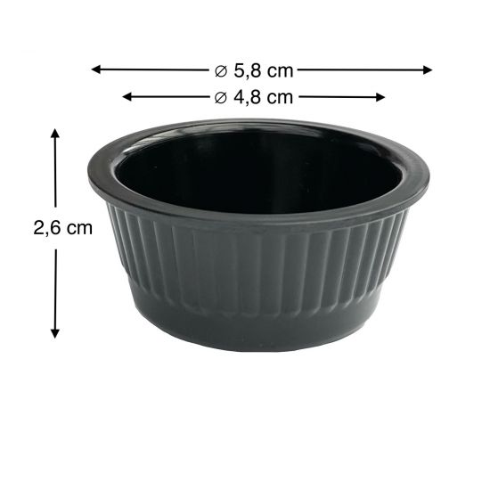 Preview: 4x Sauce Bowls Set Snack Bowls Black Dip Bowl Round Melamine Bowls 751