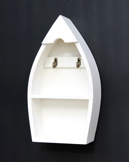 Preview: Schlüsselboard mit Ablage Boot 93541-S Schlüsselhaken Wandregal 30 cm Schlüsselleiste Schlüsselkasten