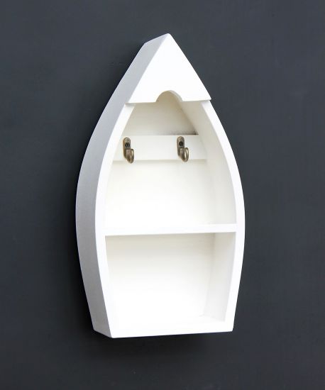 Schlüsselboard mit Ablage Boot 93541-S Schlüsselhaken Wandregal 30 cm Schlüsselleiste Schlüsselkasten