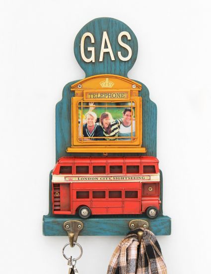 Key hook 22608 Blue 33 cm Key strip with picture frame Wall hook