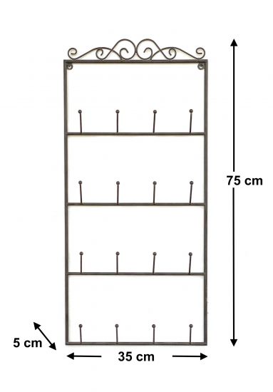 Preview: DanDiBo Schlüsselhalter Wand Metall Hakenleiste mit 16 Haken Braun 75 cm 562399 Schlüsselbrett Schlüsselleiste Wandorganizer