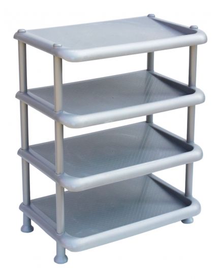 Preview: DanDiBo Schuhregal Kunststoff 93873 Stapelbar Schuhablage Offen Schuhständer mit 4 Ebenen Grau Schuhschrank