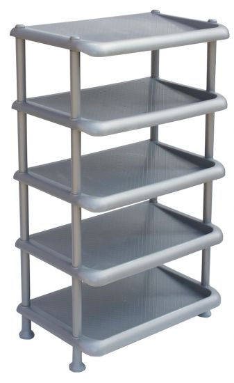 Preview: DanDiBo Schuhregal Kunststoff 93901 Stapelbar Schuhablage Offen Schuhständer mit 5 Ebenen Grau Schuhschrank