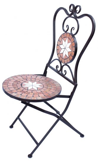 Sitzgruppe Merano 12001-2 Gartentisch + 2 Stk. Gartenstuhl aus Metall Mosaik Tisch + 2x Stuhl