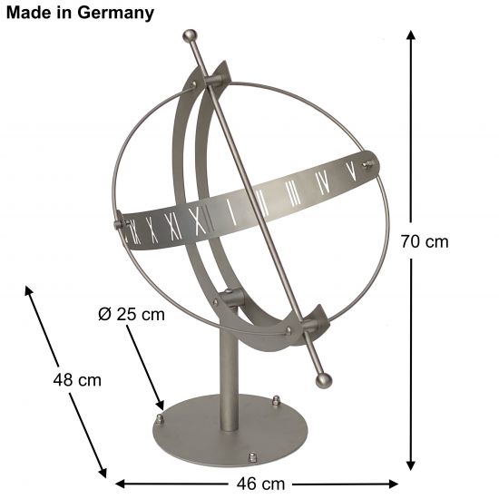 Preview: DanDiBo Sonnenuhr Edelstahl für den Garten 70 cm Rostfrei mit Säule Ausrichtbar Wetterfest Gartenuhr Modern Metall