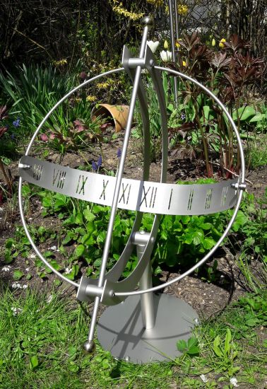 DanDiBo Sundial Stainless steel for the garden 70 cm Stainless steel 96207 with column Adjustable Weatherproof Garden clock Modern metal