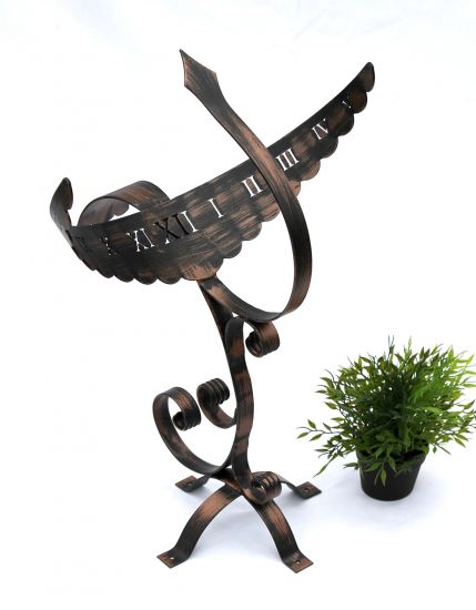 Wrought iron sundial Phoenix Weatherproof 65 cm garden clock metal Phoenix clock
