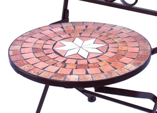 Preview: DanDiBo Gartenstuhl Metall Mosaik Merano Stuhl 12002 H-95 cm Metallstuhl Mediterran Wetterfest Bistrostuhl Gartenmöbel Klappstuhl mit Naturstein