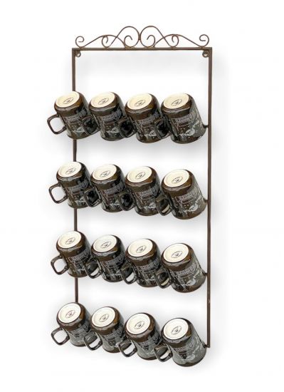 DanDiBo Tassenhalter Wand Metall Hakenleiste mit 16 Haken Braun 75 cm Tassenhaken Küche Vintage Antik Becherhalter Tassenständer Tassenregal Wandmontage