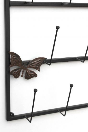 Tassenhalter Wand Schwarz Metall 60 cm 93850 Tassenhaken Küche Vintage Antik Becherhalter Tassenständer Tassenregal Wandmontage