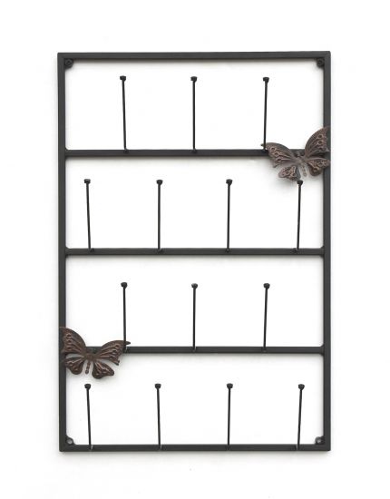 Tassenhalter Wand Schwarz Metall 60 cm 93850 Tassenhaken Küche Vintage Antik Becherhalter Tassenständer Tassenregal Wandmontage