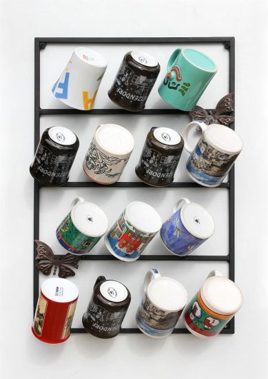 Tassenhalter Wand Schwarz Metall 60 cm 93850 Tassenhaken Küche Vintage Antik Becherhalter Tassenständer Tassenregal Wandmontage