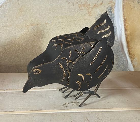 DanDiBo Teelichthalter Metall Figur Klein Windlicht Huhn für 1 Teelicht Vogel 19 cm Kerzenständer 93403 Vintage Witzig