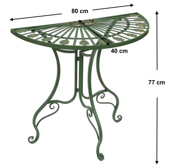 Preview: Table Half-round wall table 93995 Side table metal 80 cm Garden table Half-round table Wall console Console wall