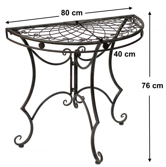 Preview: Table Half-round wall table 96000 Side table metal 80 cm Garden table Half-round table Wall console Console wall