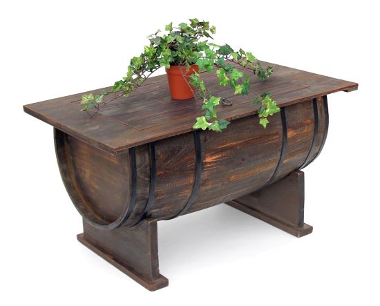 DanDiBo Couchtisch Wohnzimmer Vintage halbiertes Weinfass 5084-H 80cm Tisch aus Holz Beistelltisch Weinregal Fass Bar